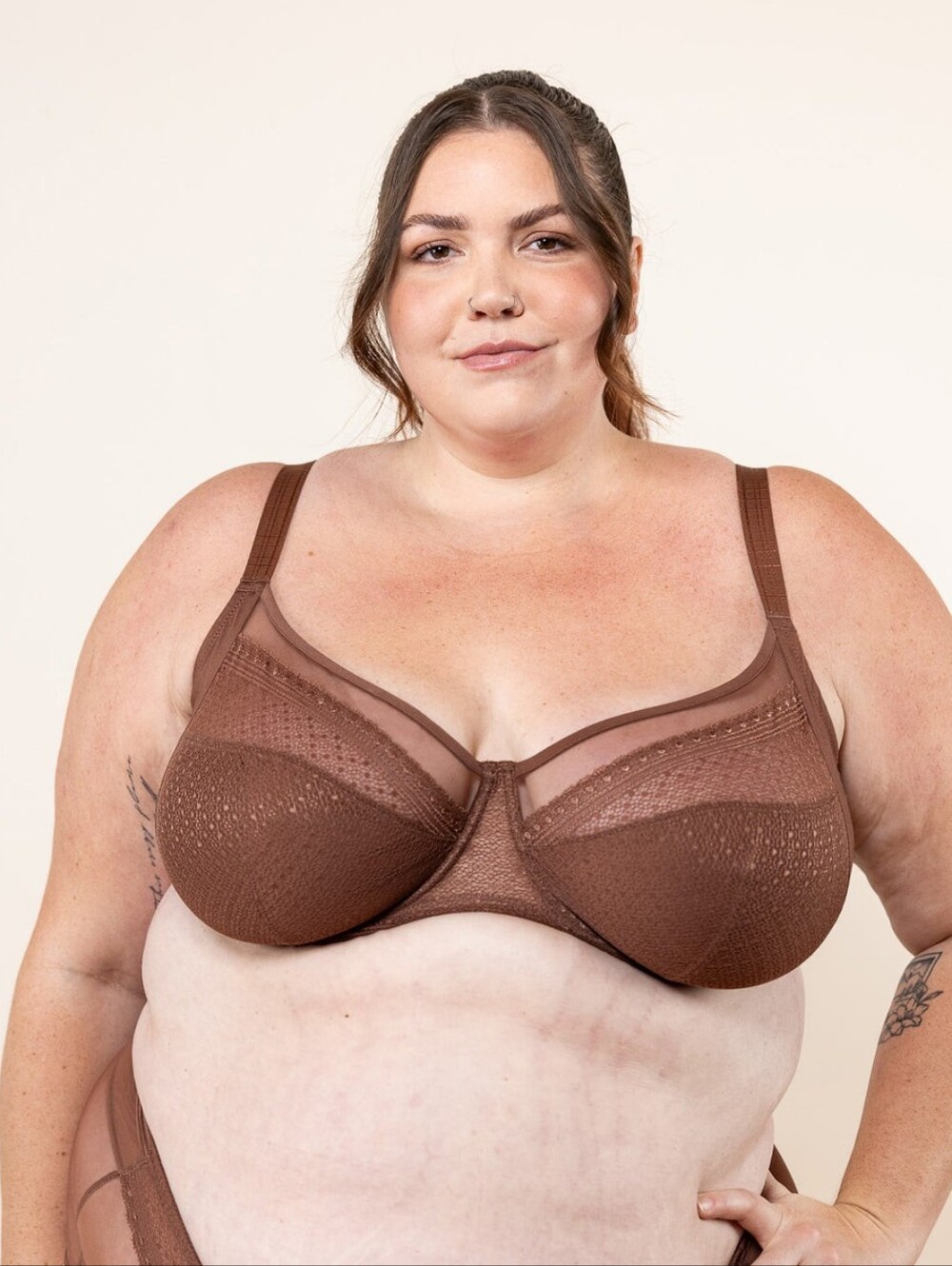 Understance Salma FlexWire Full Coverage Lace Bra in Mocha Size 46D NWT